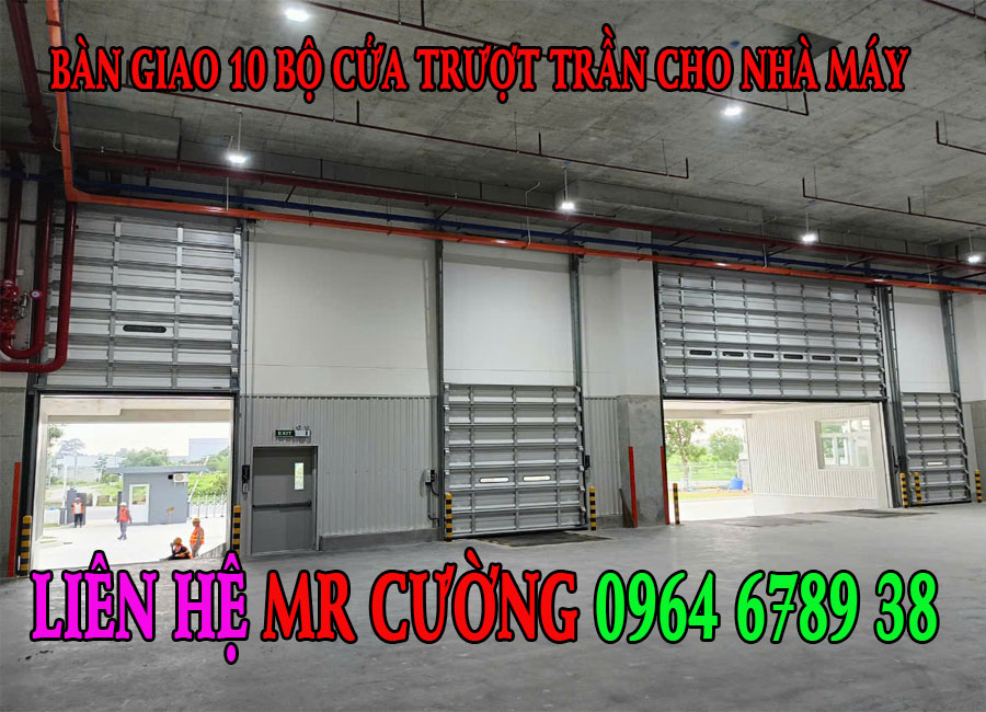 Bàn giao 10 bộ cửa trượt trần cho nhà máy 1